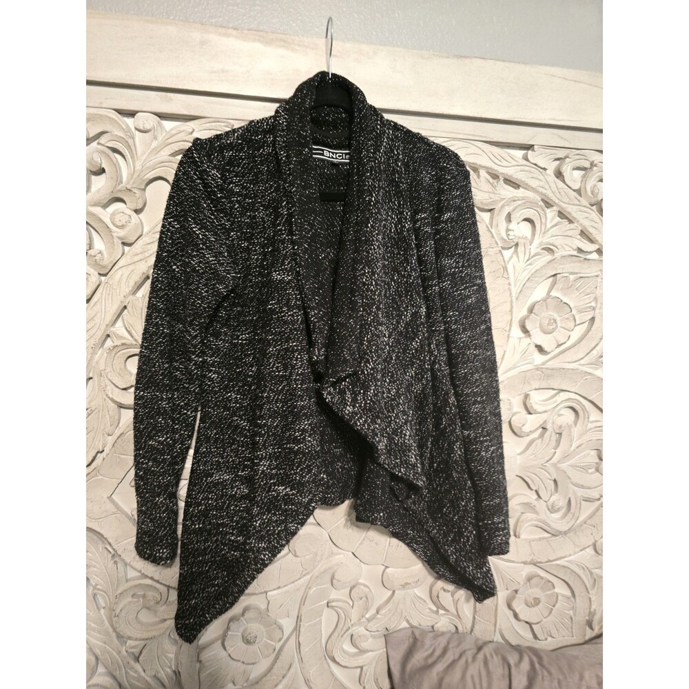 BNCI by Blanc Noir Black Sweater Cardigan Drape Cardigan Long Sleeve Size S
